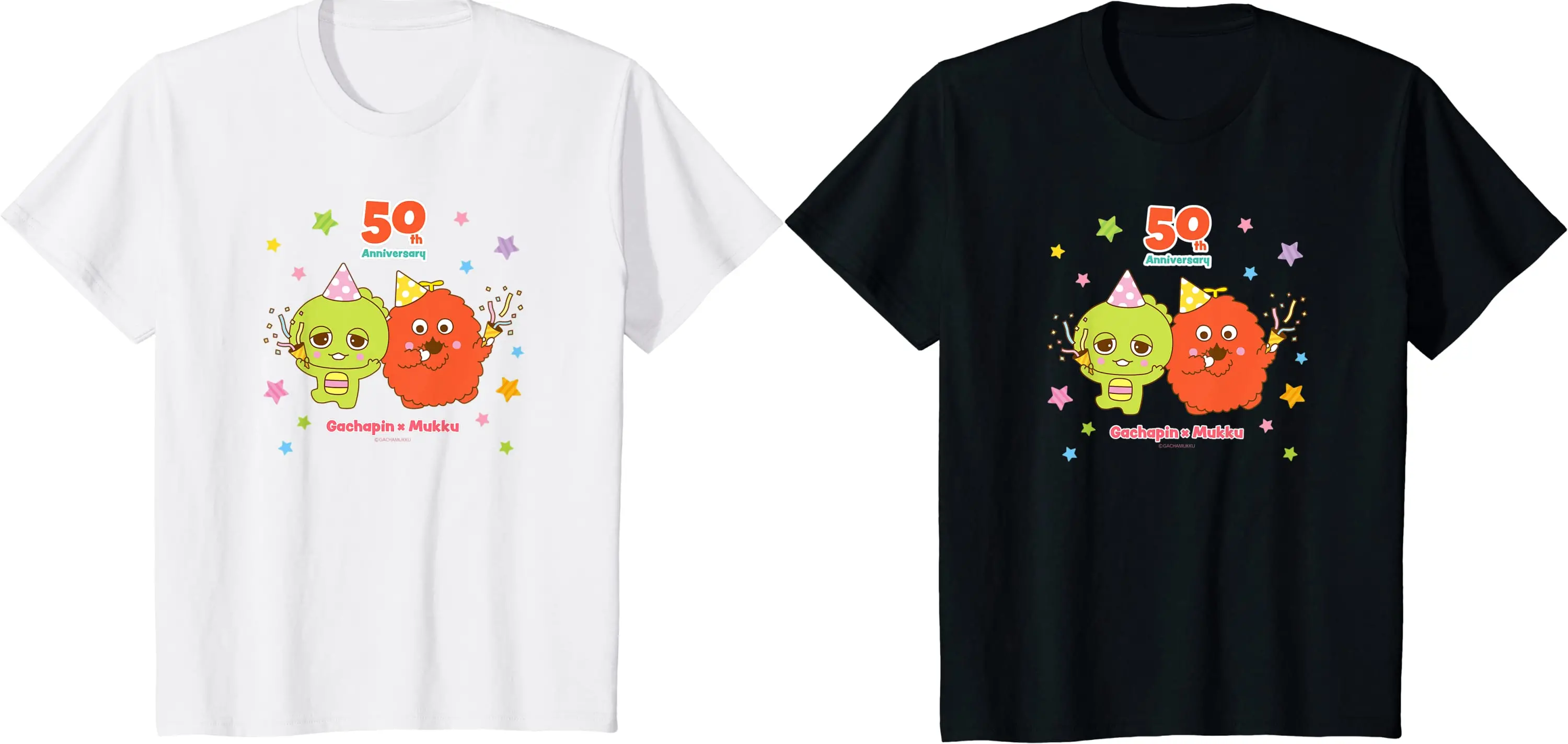 ガチャピン・ムック50周年 Anniversary（子供用）Tシャツ