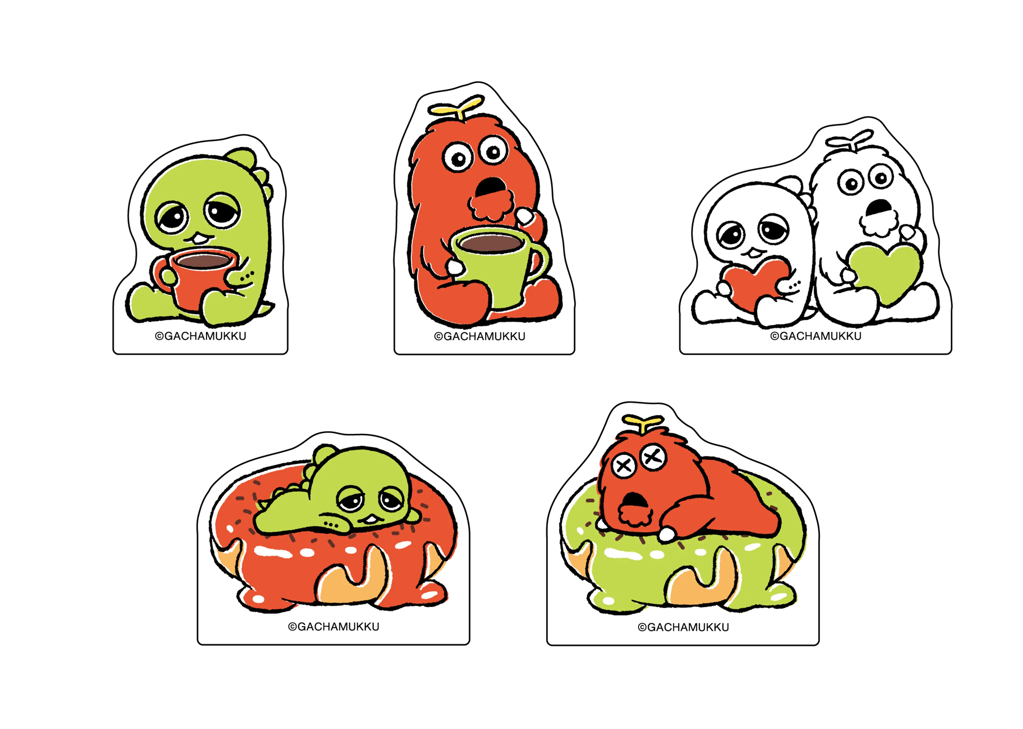 ガチャピン・ムック アクリルクリップ(ランダム)　COFFEE ver.セット