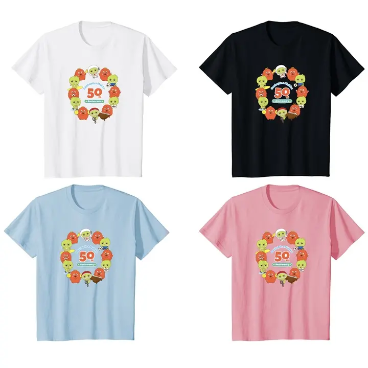 ガチャピン・ムック50周年 Anniversary（子供用）Tシャツ