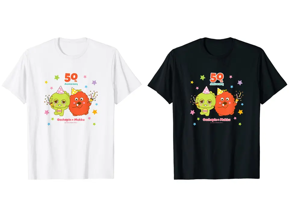 ガチャピン・ムック50周年 Anniversary（子供用）Tシャツ