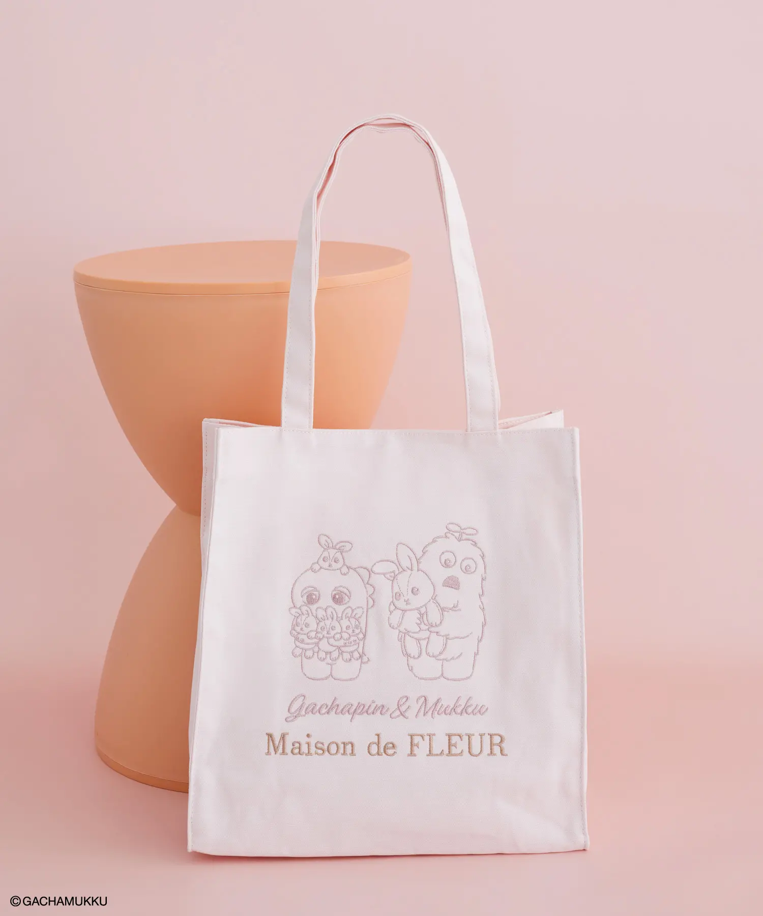 ガチャピンとムック スクエアトートバッグ（ピンク）